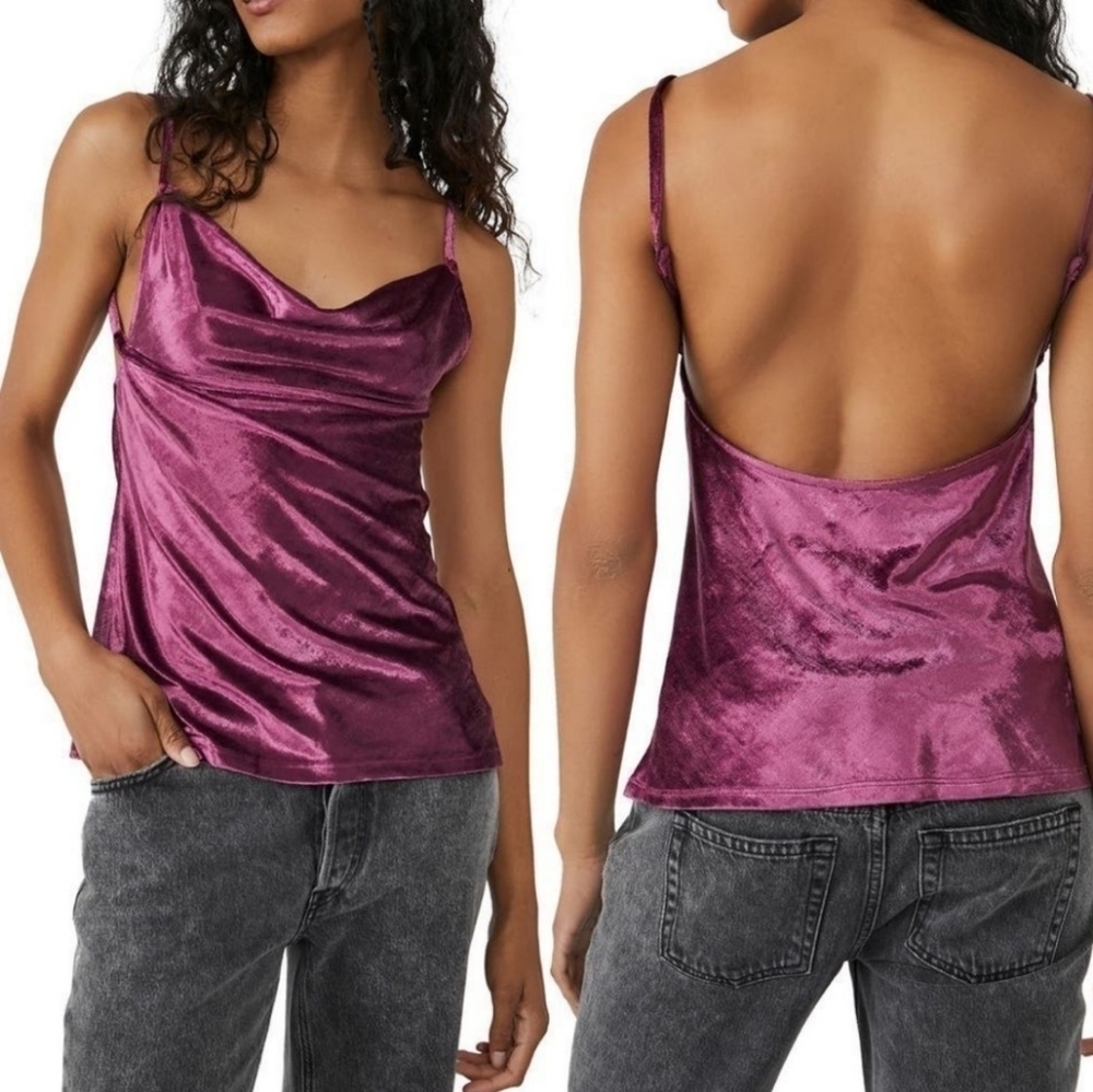 Free People Intimately All Night Velvet Tunic in Fig Jam•S
